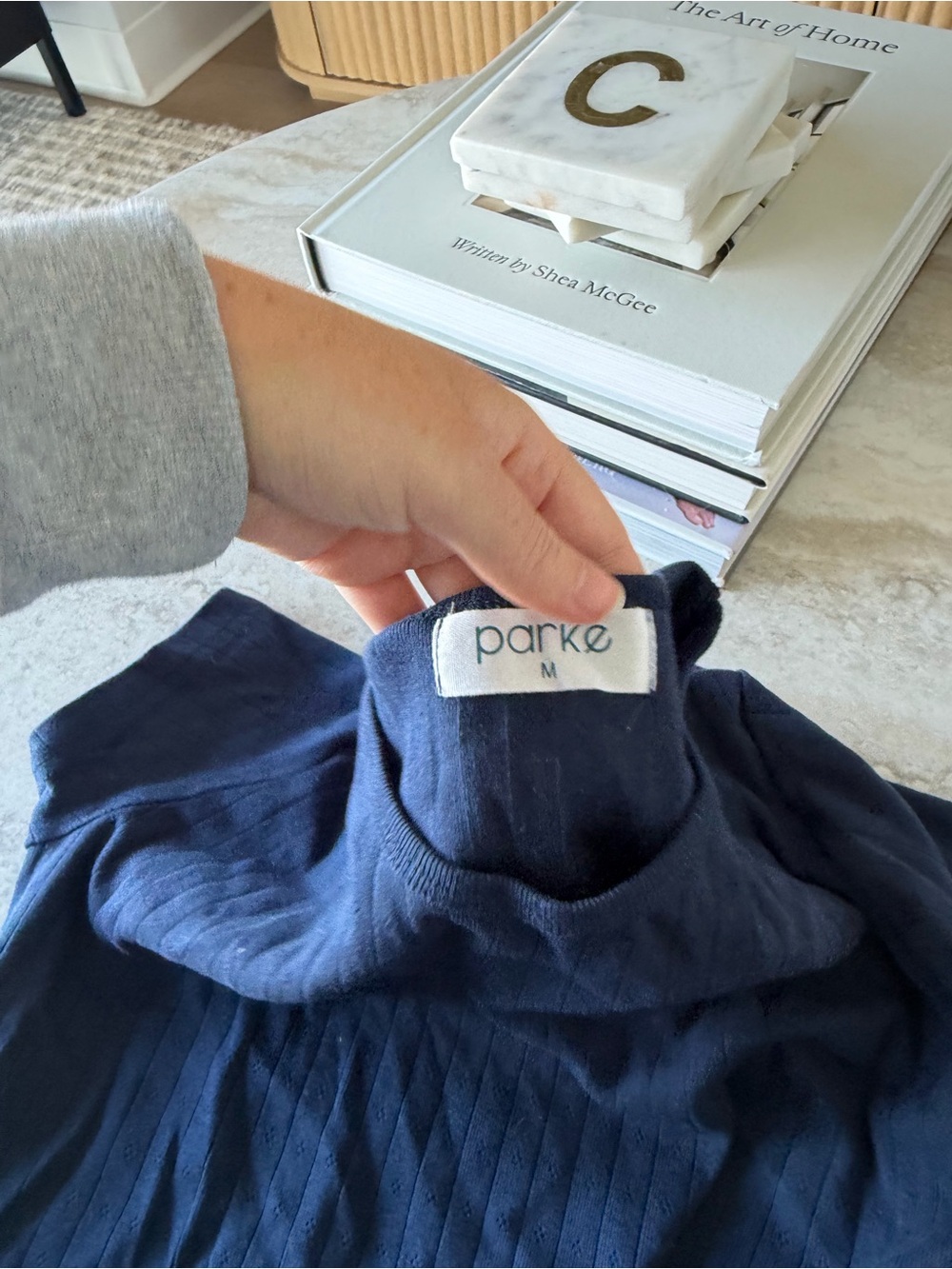 Parke Navy Ribbed Short-Sleeve Top - Picture 2 of 2